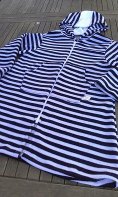 Swim Towelling Cover Up - Navy Stripes - Sizes 1-2 & 2-3 years